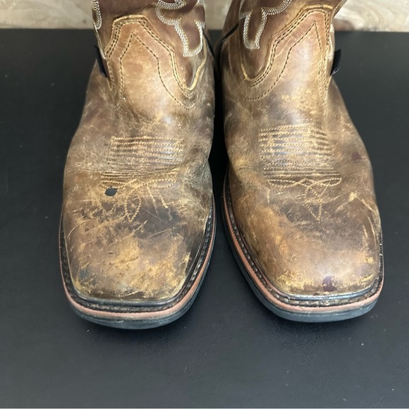 WOLVERINE Mens Brown Leather Rancher Square Toe 9 EW Wellington Steel Toe Boots - Picture 6 of 13